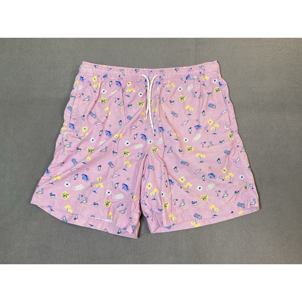 Magellan Fish Gear Swim Trunks Says Medium Measures Small All Over Print UPF 50